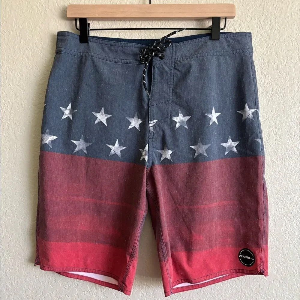 O'Neill Men's Boardshorts Red Blue Size 32